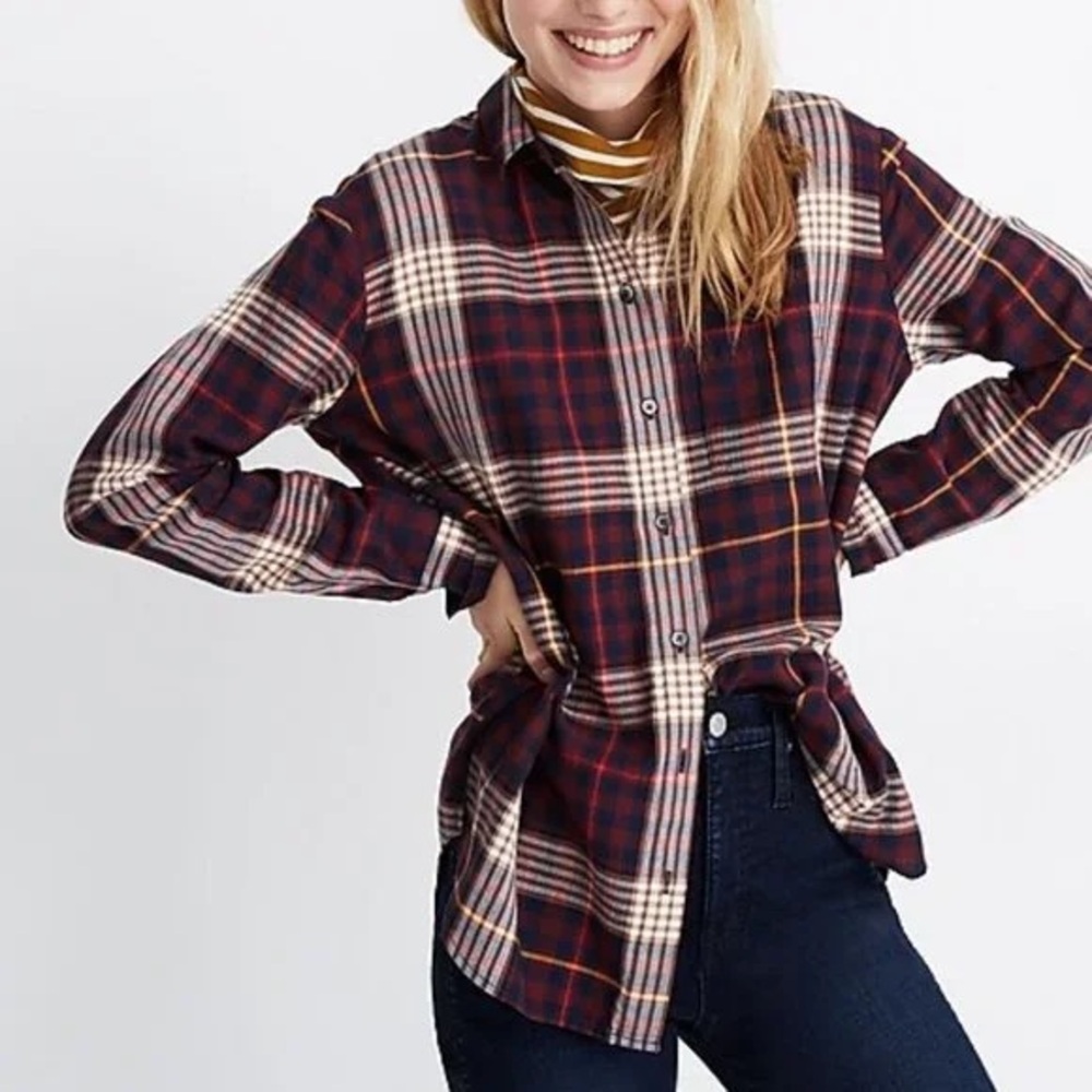 0235 - Madewell Plaid Button-Down Shirt - Red and Cream